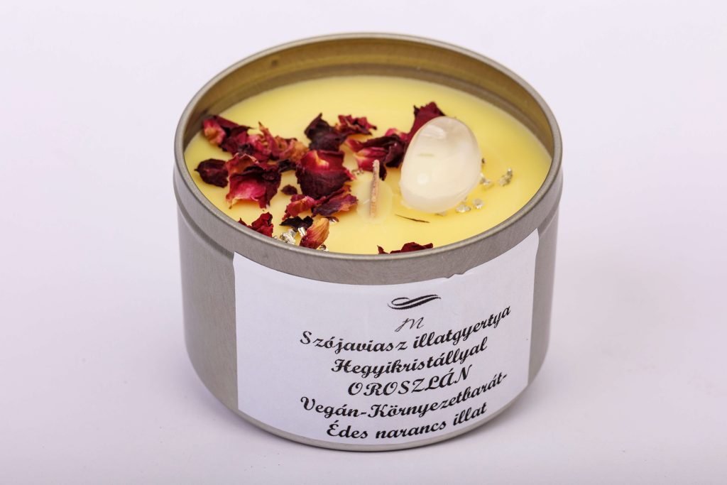 Szójaviasz illatgyertya hegyikristállyal